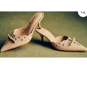 Time and Tru Women's Studded Kitten Heel Memory Foam Mules Size 11